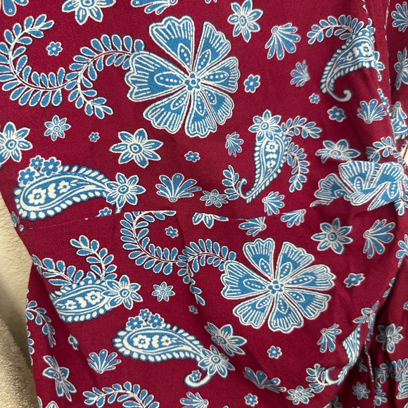 LOFT Burgundy and Blue Floral Paisley Blouse - Picture 4 of 8
